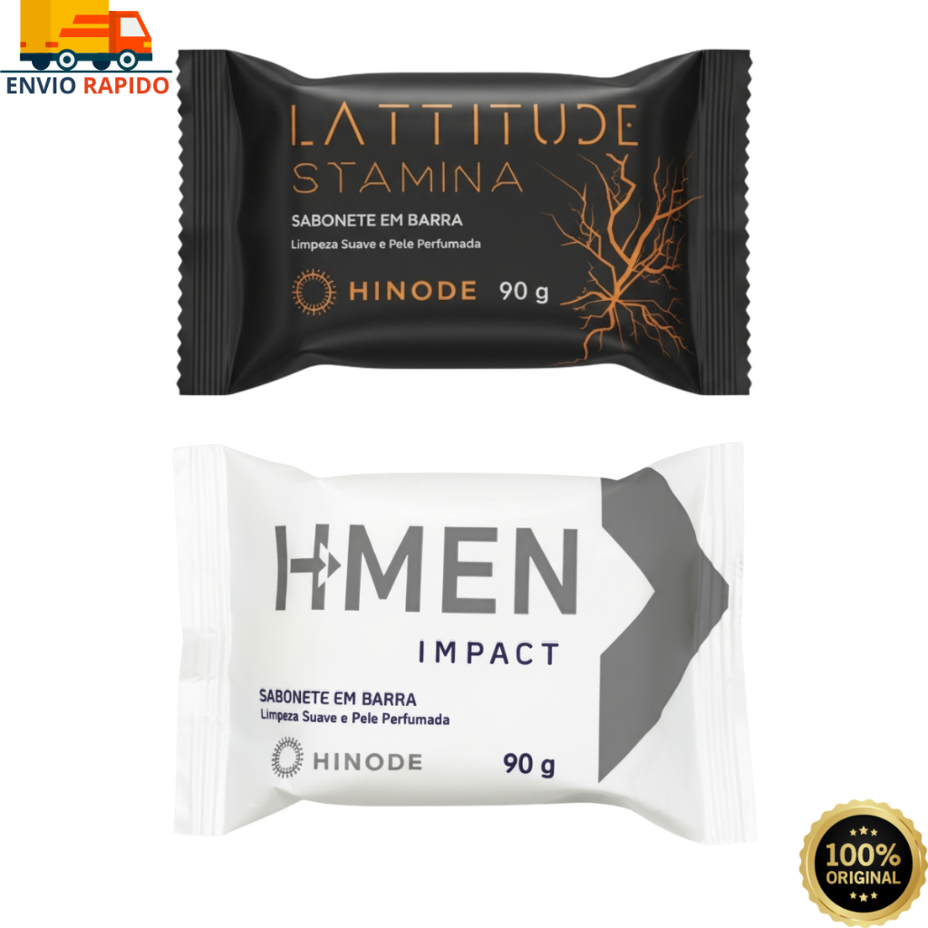 Combo 2 Sabonetes em Barra Masculino Hinode Lattitude Stamina + H-Men Impact Perfumado 90g Hinode Original