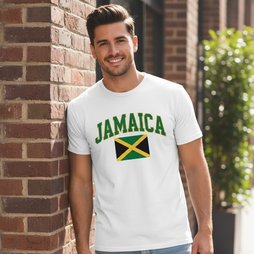 Camiseta Masculina Estampa Jamaica Camisa Moda Gringa Importada Blusa Estampada Casual Básica