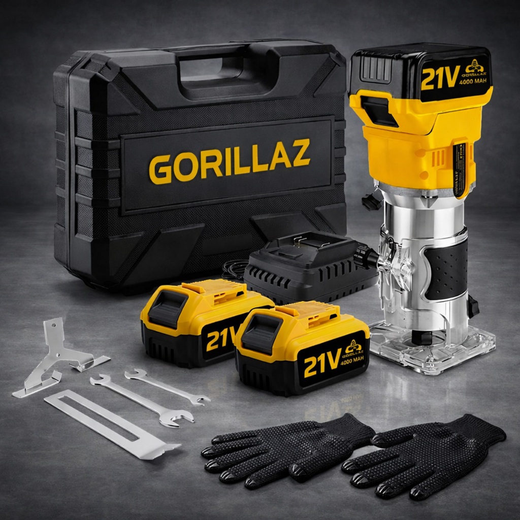 Tupia Laminadora Manual 21v 2 Baterias Motor Brushless Gorillaz Com Acessórios em Oferta na Shopee