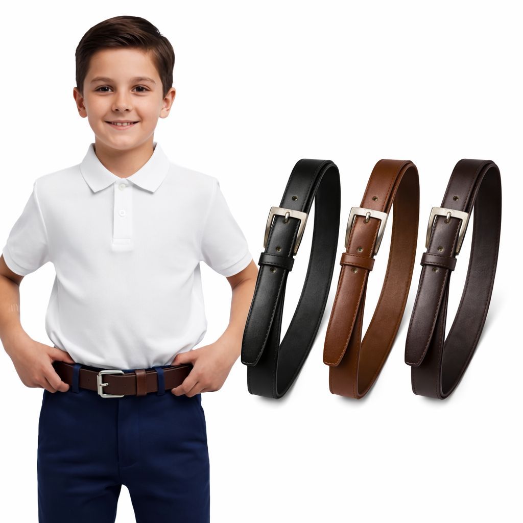 Cinto Social Infantil Masculino de Couro Sintético Cinto Para Crianças Com Regulagem 80cm/85cm em Oferta na Shopee