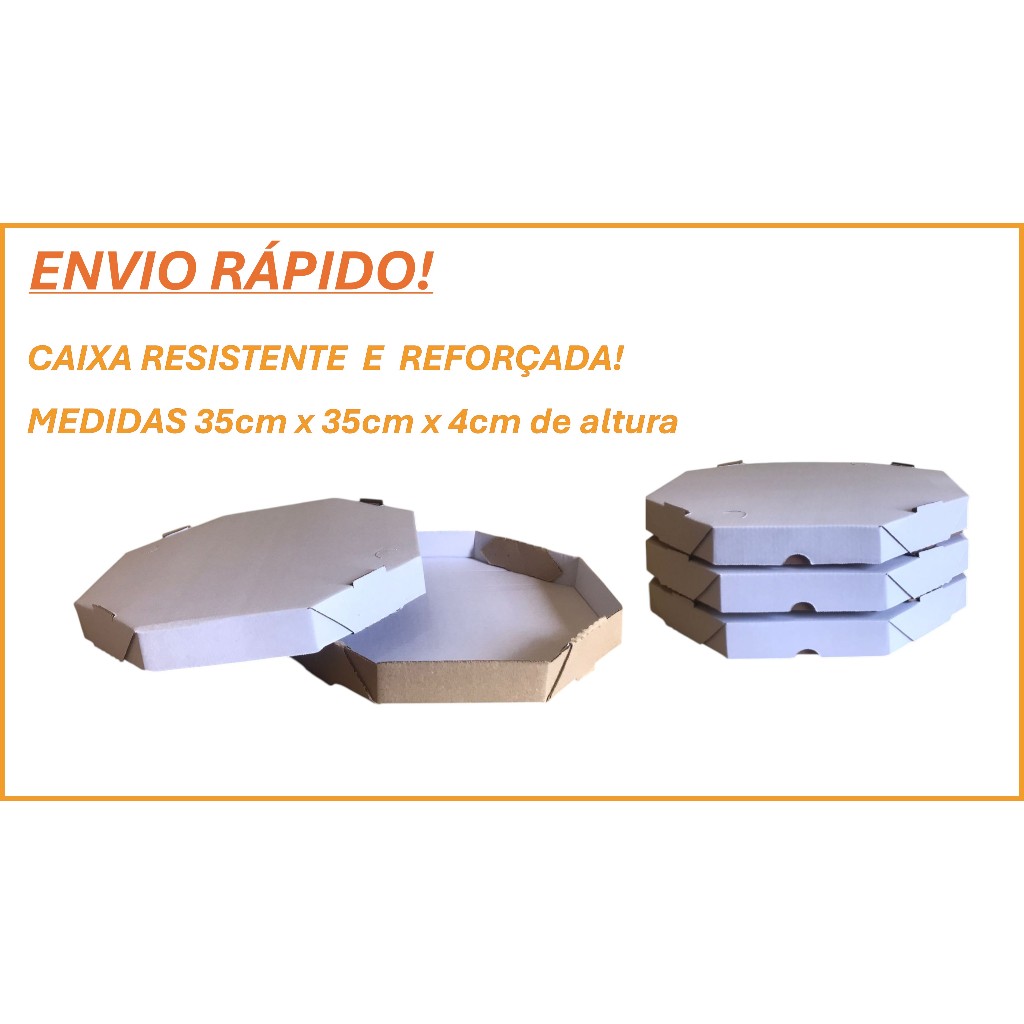 CAIXA DE PIZZA ESFIHA GRANDE TAMANHO G 35cm /FUNDO BRANCO REFORÇADO MEDIDA 35x35x4 (PACOTE 25 UNIDADES) PAPELAO