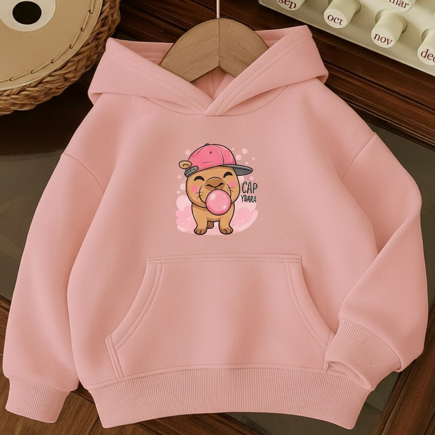 Moletom Infantil Canguru Estampado Capivara Fofo Confortável Divertido Algodão