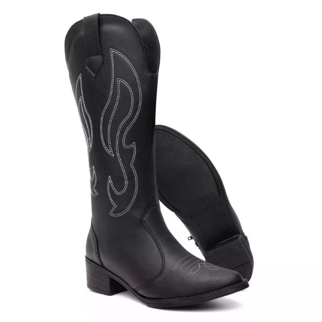 Bota Feminina Texana Botina Country Cano Médio Super Confortável Ajustável com Zíper na Lateral Envio Já