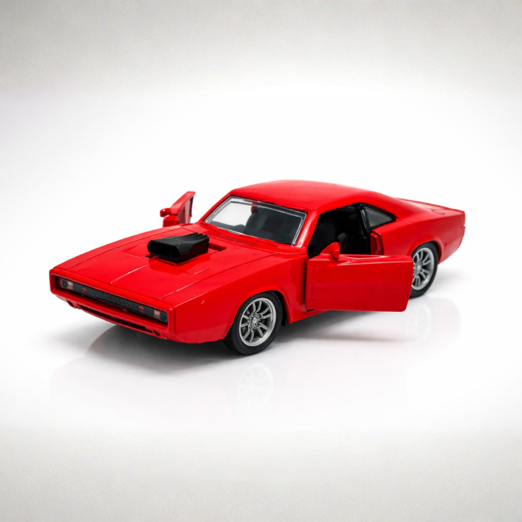 Carro Carrinho De Ferro Dodge Charger 1969 Colecionavel Abre Portas Pneu Borracha
