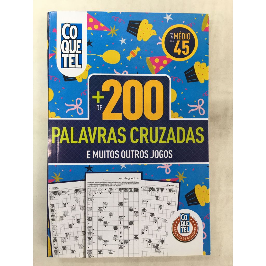 Livro Passatempo Coquetel + De 200 Palavras Cruzadas Médio