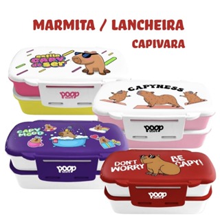 Marmita CAPIVARA 3 divisórias  800ml  Lancheira talheres inclusos Poop Store em Oferta na Shopee