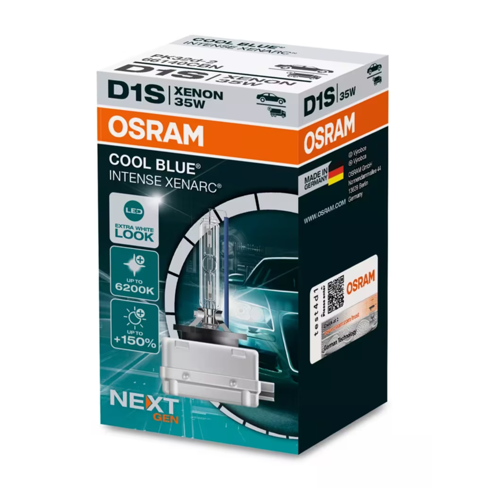 Lâmpada Osram Xênon Cool Blue Intense Xenarc 66140 CBN D1S 35W 6200k Super Branca 150% + Luz P/ Carro Caminhão Next Gen