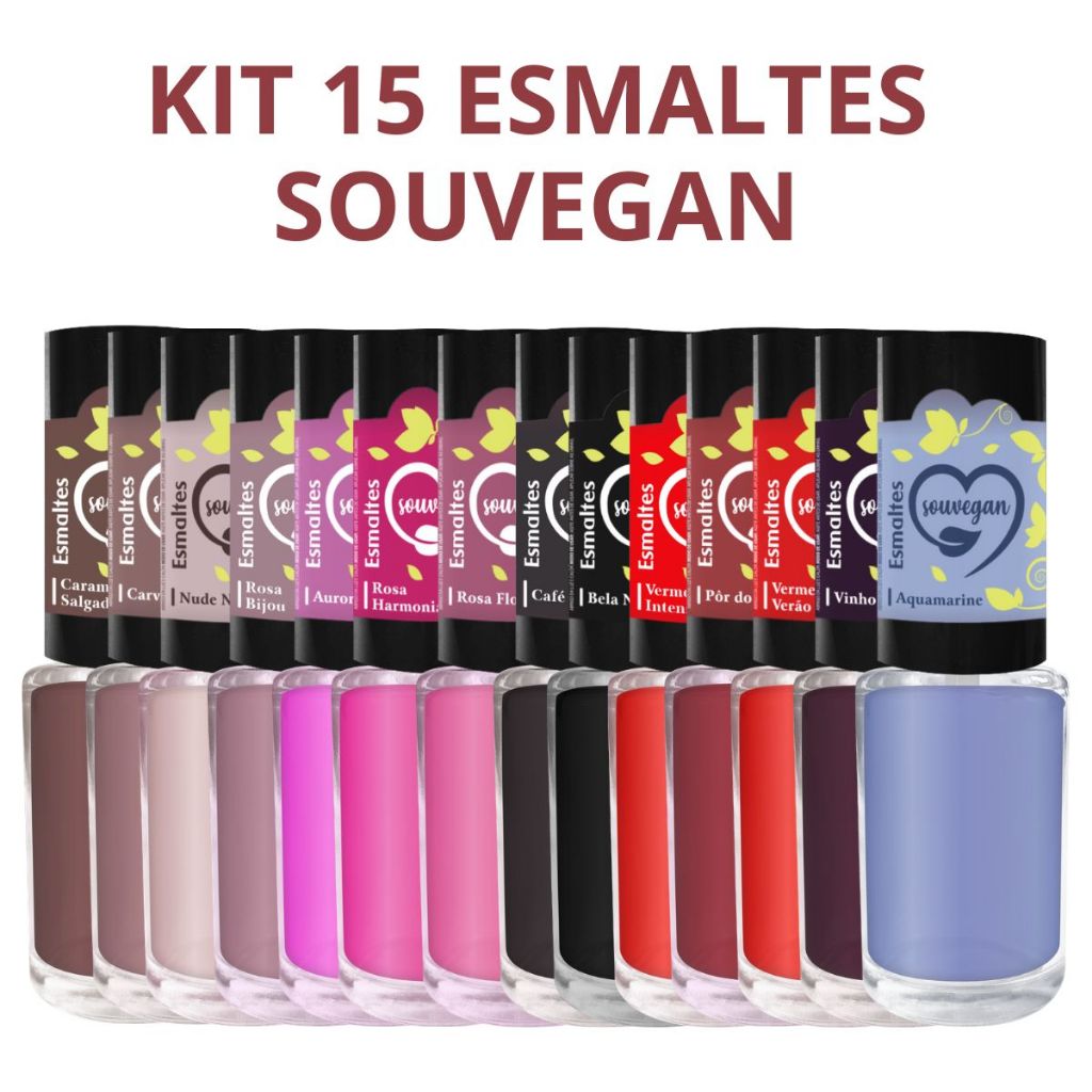 Kit 15 Esmaltes Sou Vegan Tons Diversos Unhas Manicure Pedicure Cores Moda Vegano em Oferta na Shopee