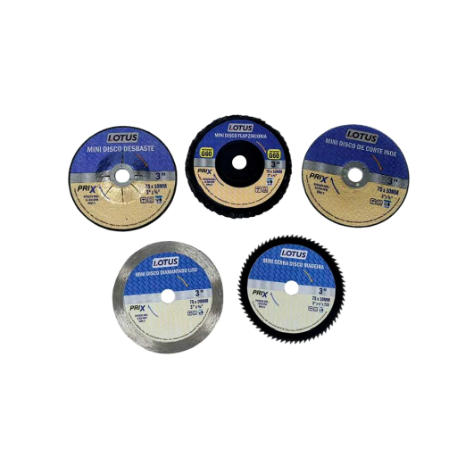 Kit Jogo 5 Mini Disco 3" Polegadas 75mm Corte Desbaste Limpeza Polir