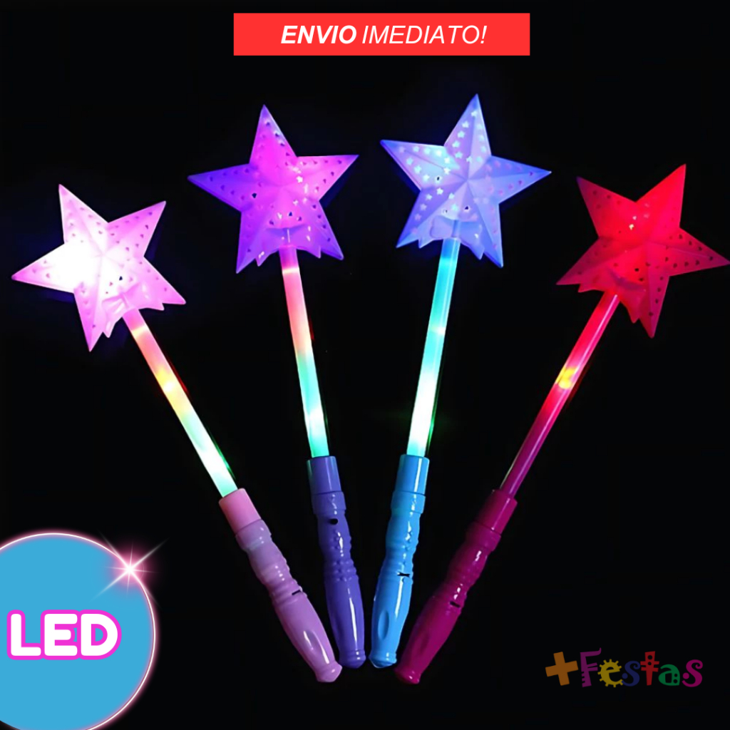 Varinha Mágica LED Fantasia Princesa Festa Fada Infantil em Oferta na Shopee