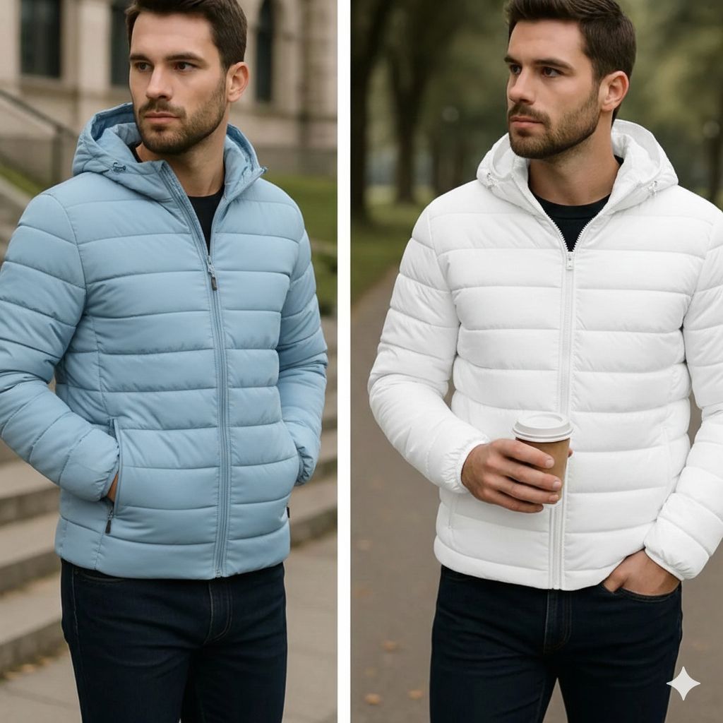 Jaqueta Puffer Bobojaco Impermeável de Frio Intenso Blusa Masculina Inverno com Capuz Removível