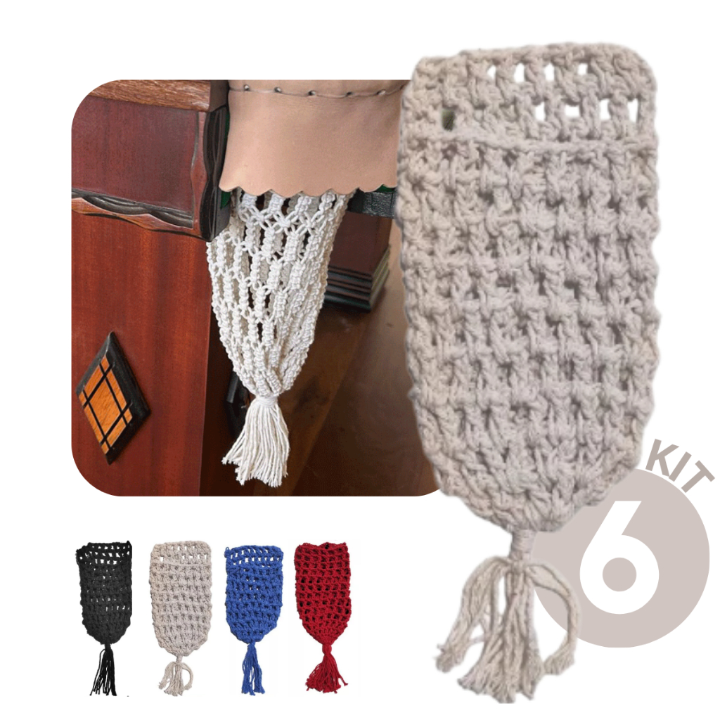 Kit 6 Caçapa Redinha Mesa de Bilhar Snooker Cestinha feita em Croche 16x21cm Profissional Escolha a cor