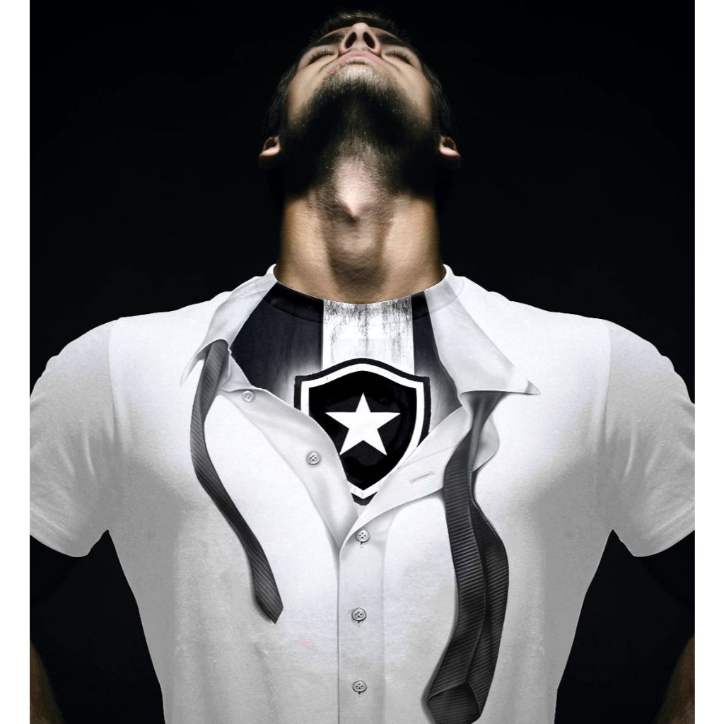 Camiseta Poliéster Botafogo Camisa do Glorioso Blusa Estrela Solitária Time de Futebol Fogão