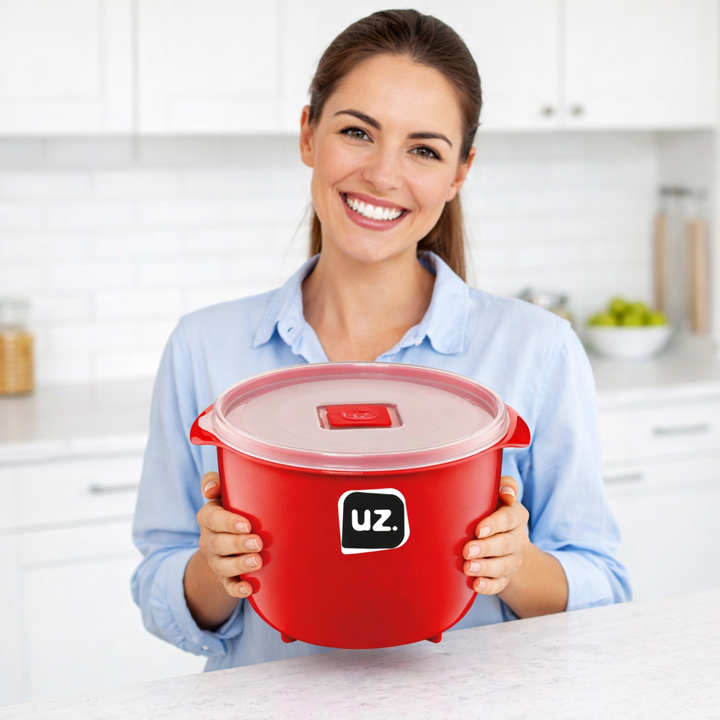 Pote Multiuso 1,5 Litros Premium Vermelho Cozinha Geladeira Despensa Freezer Organizador Alimentos UZ Utilidades