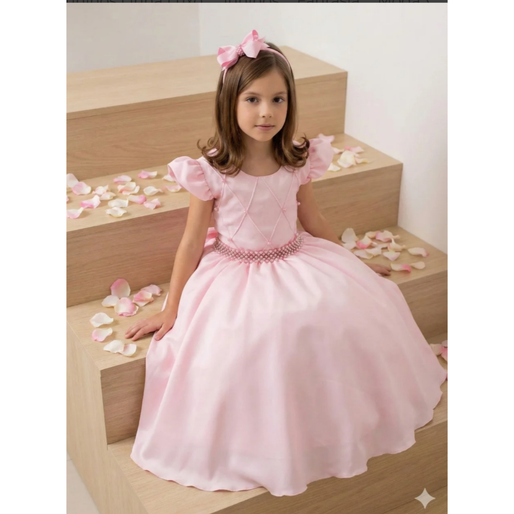 Vestido Longo de Festa  Ysa Ariane Rosa Bebe