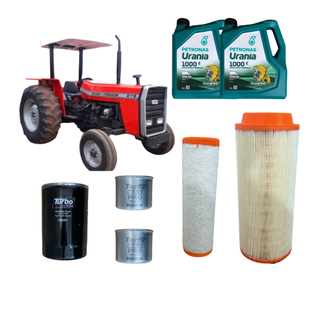 Kit Oleo E Filtros Revisão Compatível Massey Ferguson 265 275 285 1996 Em Diante
