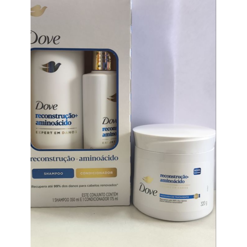 Kit Dove Reconstrução + Aminoácidos Shampoo 350ml + Condicionador 175ml + Máscara 320g em Oferta na Shopee