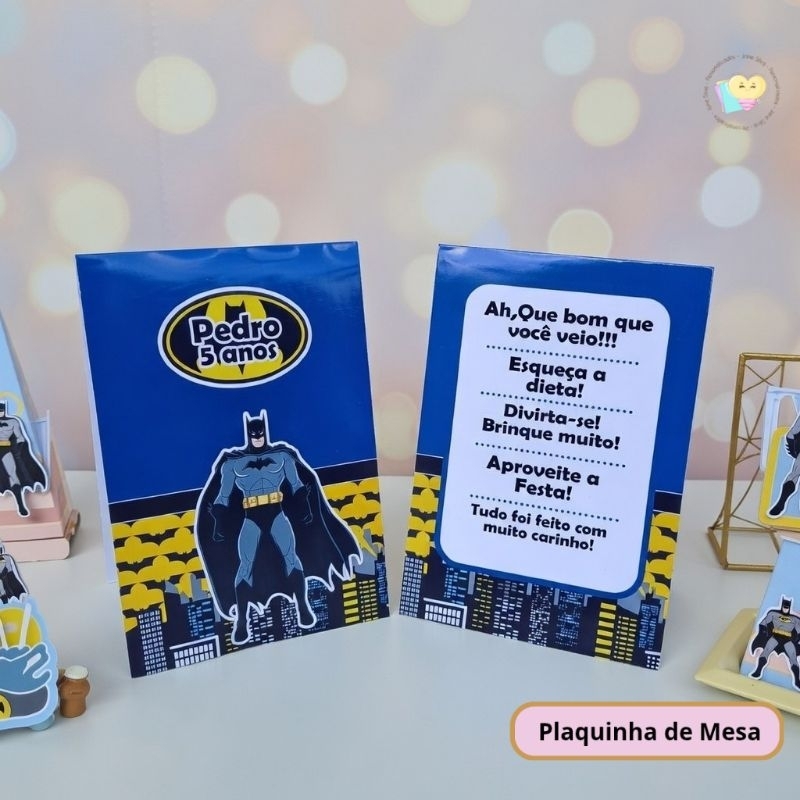 Kit Plaquinha de Agradecimento Batman- Centro de Mesa- Personalizados- Lembrancinha- Festa - Aniversário - Decoração