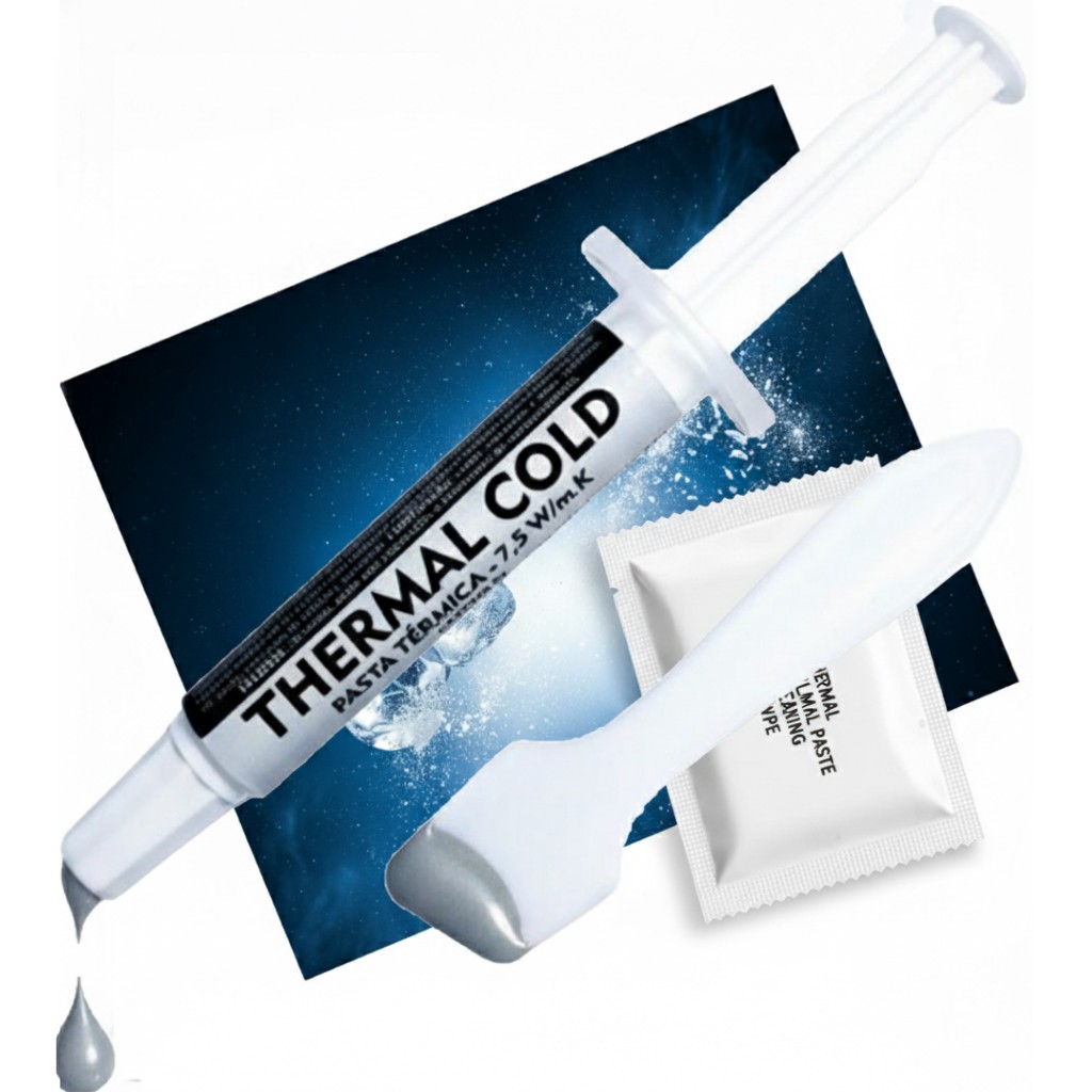 Pasta Térmica Thermal Cold MAIS+, 5g, 7.5w/mk, Espátula + Cleaner Cinza