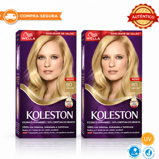 Kit 02 Tintura Koleston Wella Cor 80 Louro Claro em Oferta na Shopee