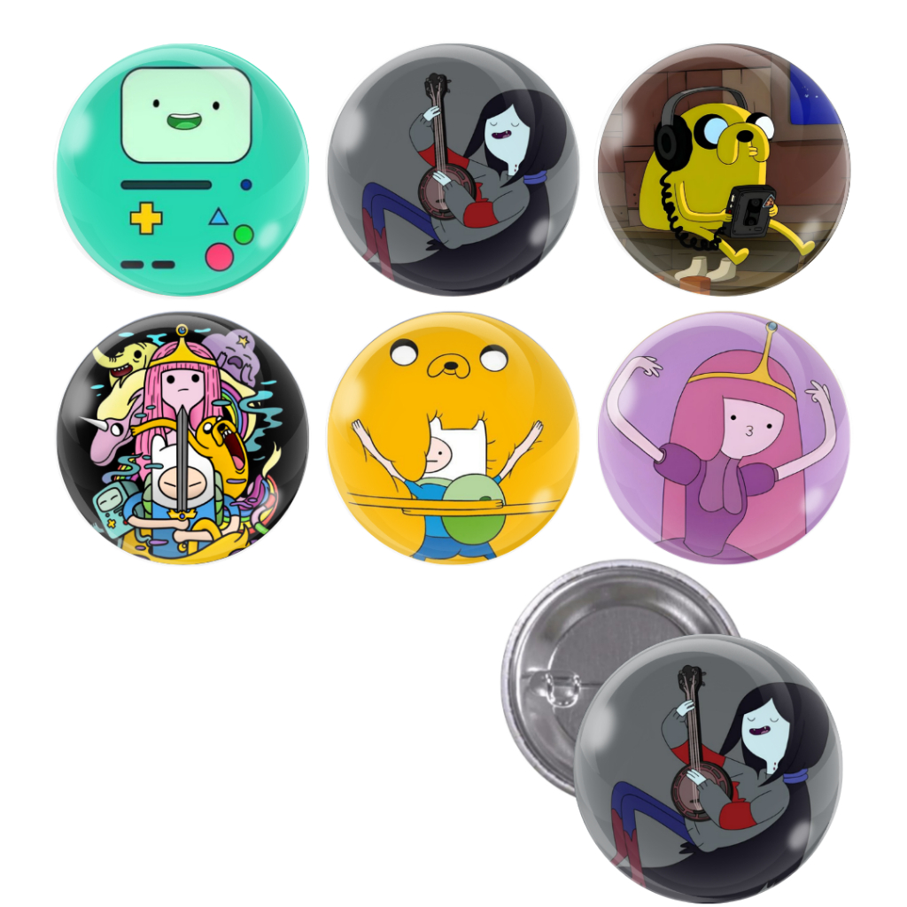 Cartela De Buttons Pins Broche Hora De Aventura Adventure Time Desenho Com 6 Unidades Geek / Animado