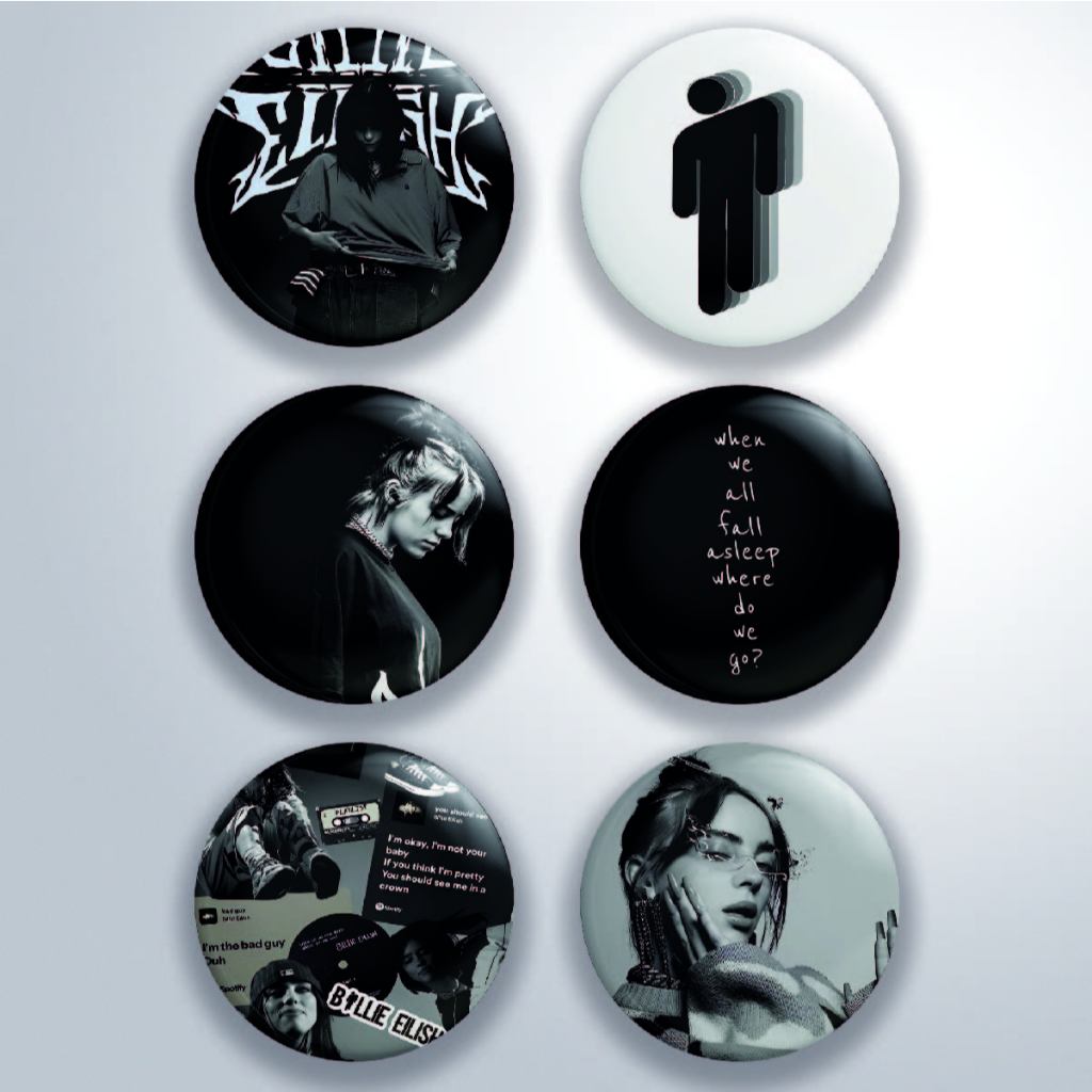 Bottons Billie Eilish Black/White
