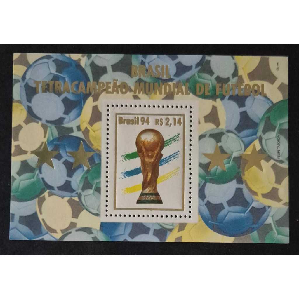 Bloco selo dos correios B-98 Brasil Tetracampeão Futebol 1994