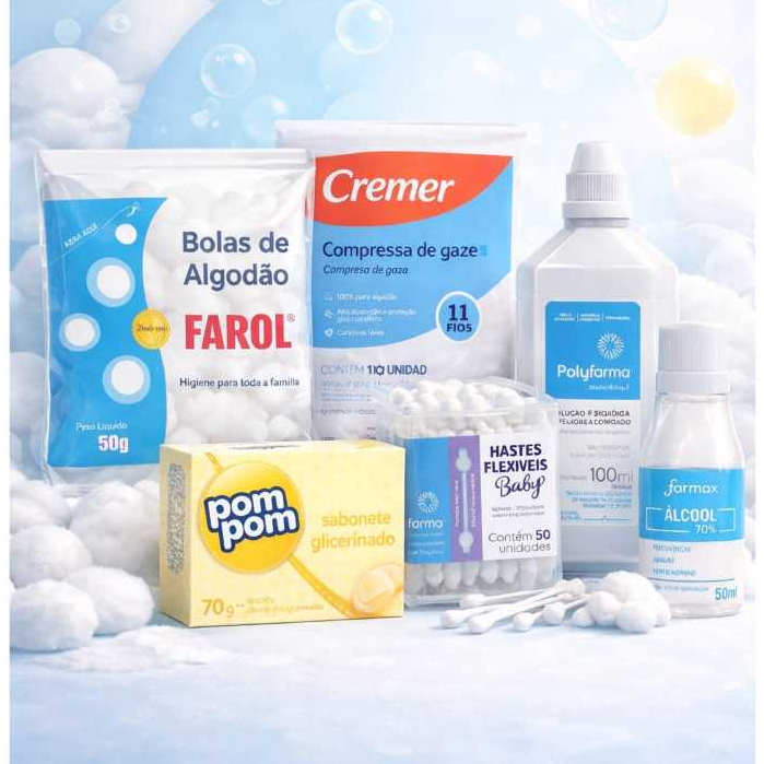 Kit Bebe Recem Nascido Maternidade Cuidados Em Casa Mãe e Bebê Pós Parto 7 itens