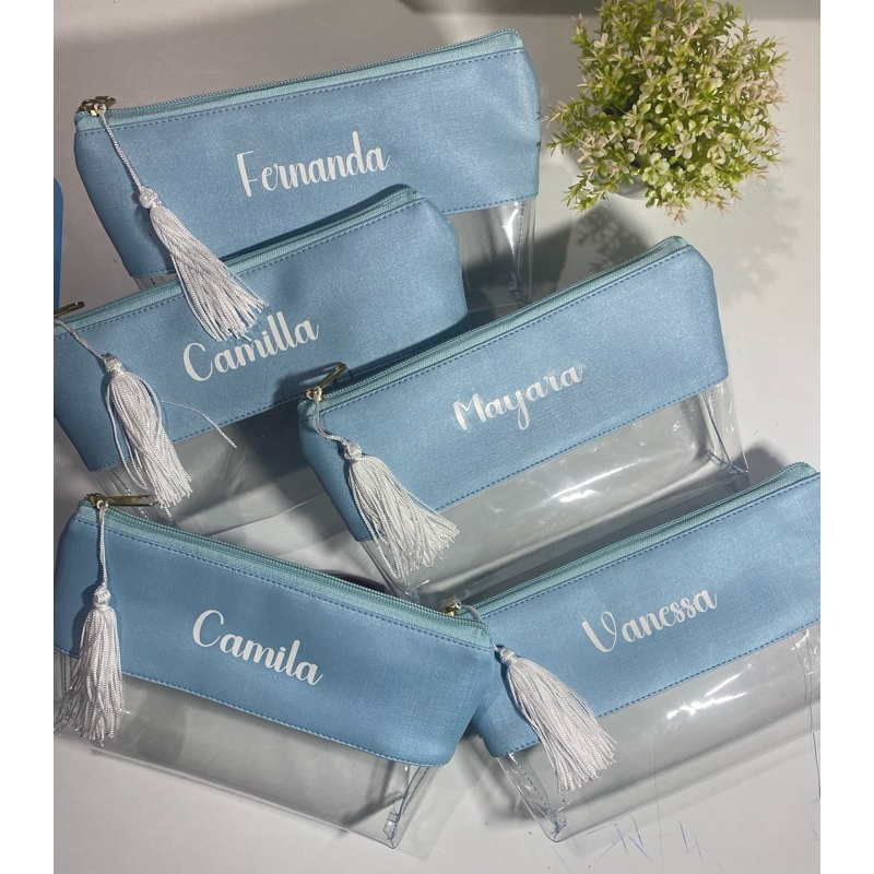 ✨Necessaire Trapézio✨Kit com 3 unidades. Personalizada com nome ou iniciais.