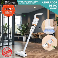 Aspirador de Pó Portátil Sem Fio Recarregável Alta Sucção para Casa Carro e Pelos de Pet - AERO