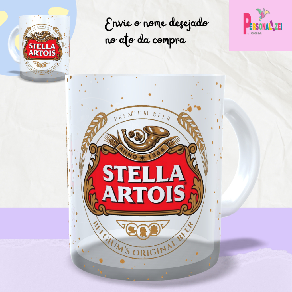 Caneca Vidro Stella Artois Caneca Personalizada Vidro Presente Caneca Personalizada Vidro Jateado