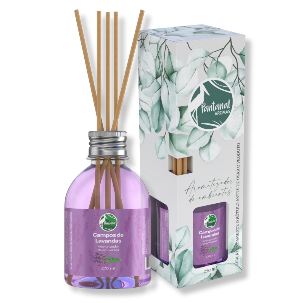 Aromatizador Ambiente Campos Lavanda 270ml Pantanal Aromas Difusor Fragrância Cheiro Casa Perfume