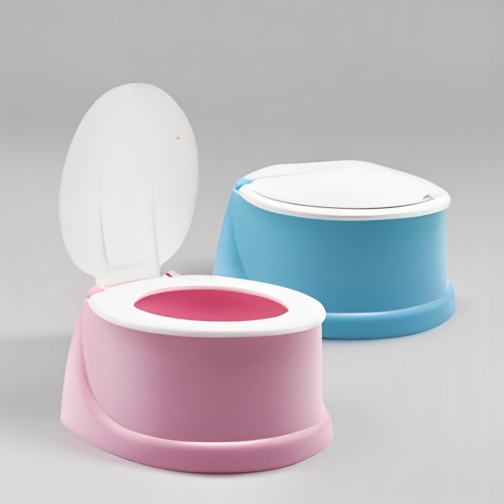 Vaso Sanitário Infantil Rosa Ou Azul Penico Baby Nico Desfralde Seguro Com Tampa Ursinho Plástico Resistente Original