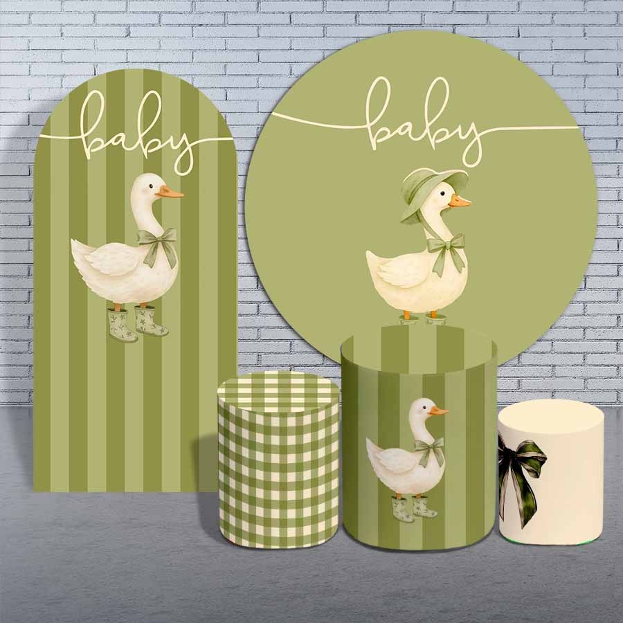 Kit Capas Casadinho Patinho Verde Baby Cute Chá de Bebê Aniversário Infantil Sublimado Decoração