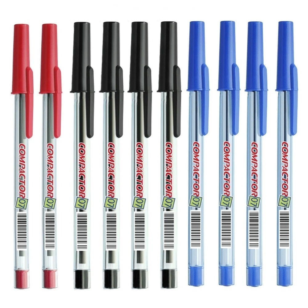 Kit Canetas Esferográficas Compactor – Ponta Fina 0.7mm | Uso Escolar e Escritório em Oferta na Shopee
