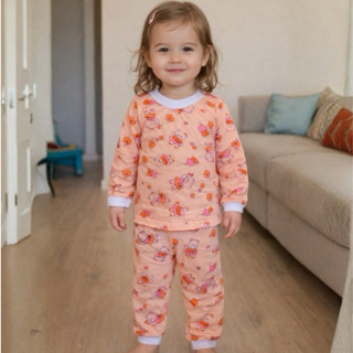 Pijama infantil menina de manga longa 100% algodão confortável em Oferta na Shopee