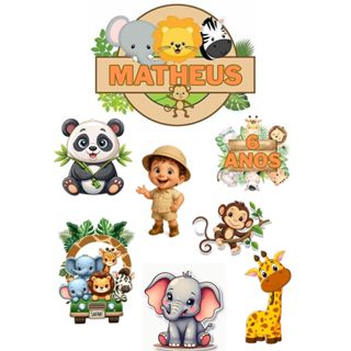 TOPPER ( Topo de bolo SAFARI personalizado para festa ) em Oferta na Shopee
