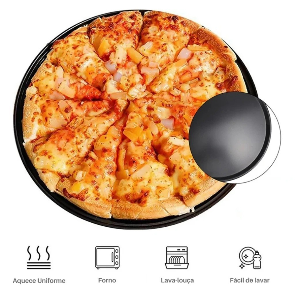 Formas Bandeja Grande Antiaderente Redonda Pizza Pão Queijo Forma 30cm