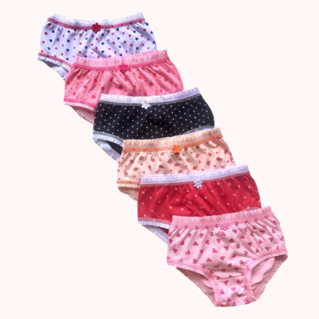 Kit 06 Calcinhas Menina Infantil Algodão Estampada Atacado