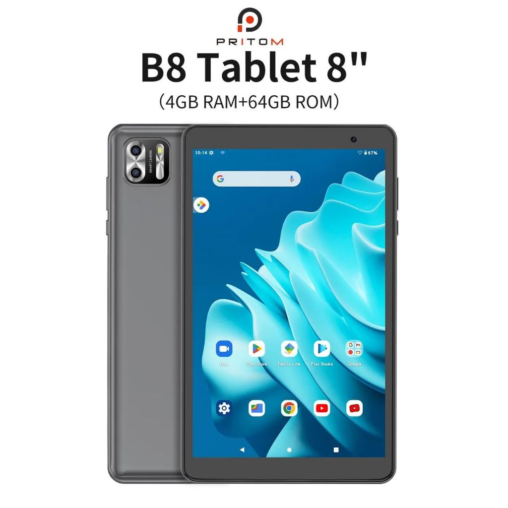Tablet Pritom Tab 8 Tela de 8 polegadas Bateria de 5000mAh 4GB Ram e 64GB de Memória Interna Cor Cinza Original