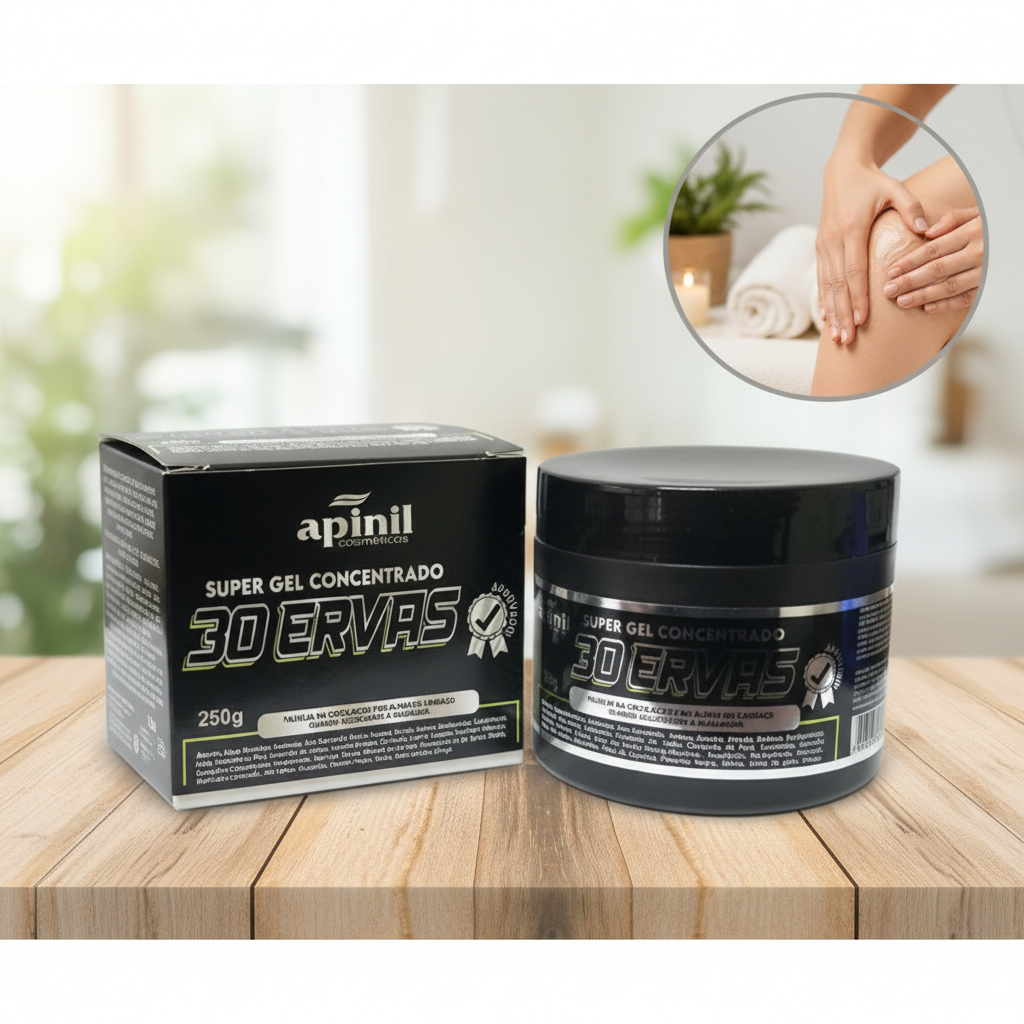 Gel Super Concentrado 30 Ervas Apinil Alívio de Dores Musculares Arnica Circulação Cansaço Massagem