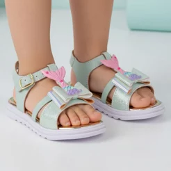 Sandália Infantil Menina Bee Happy Sereia Holográfico Confortável Leve - Verde
