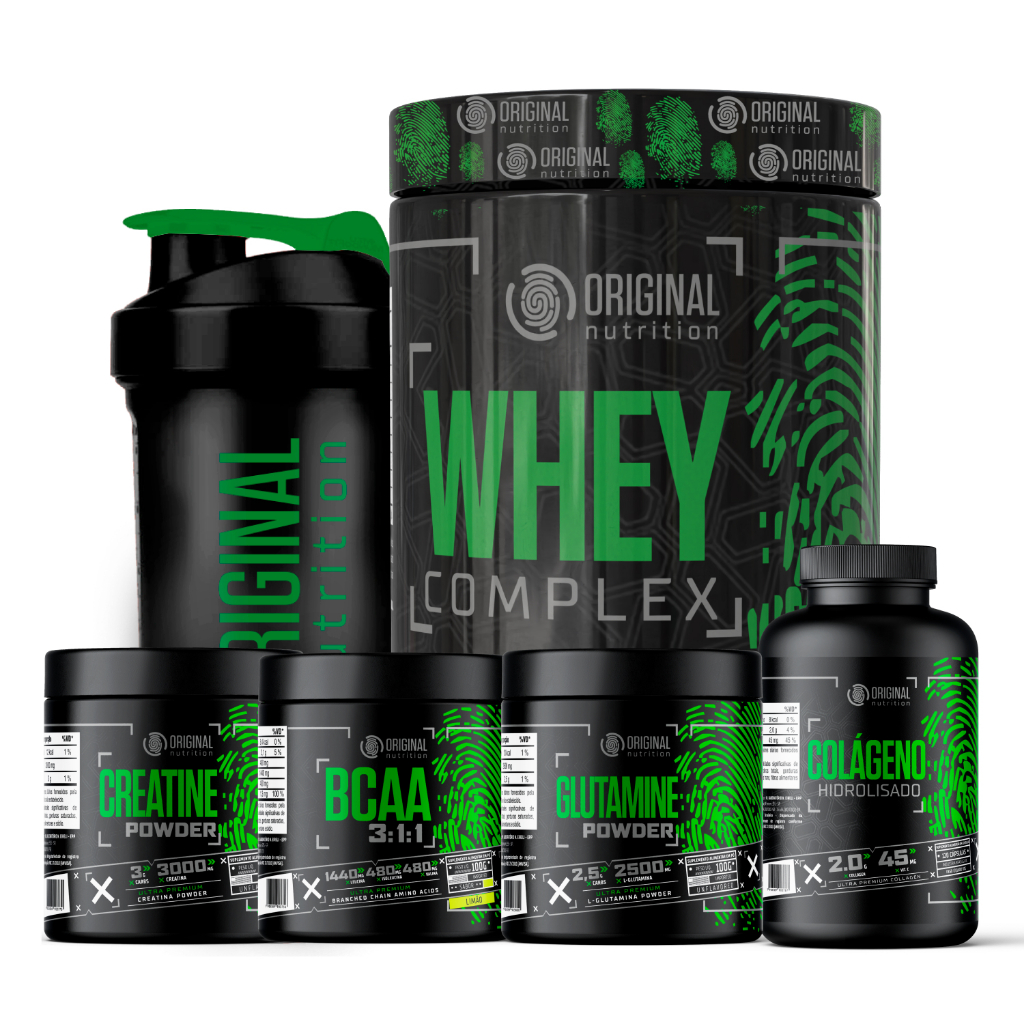 Kit Whey Complex + Bcaa + Gluta + Crea + Colágeno+ Shaker em Oferta na Shopee