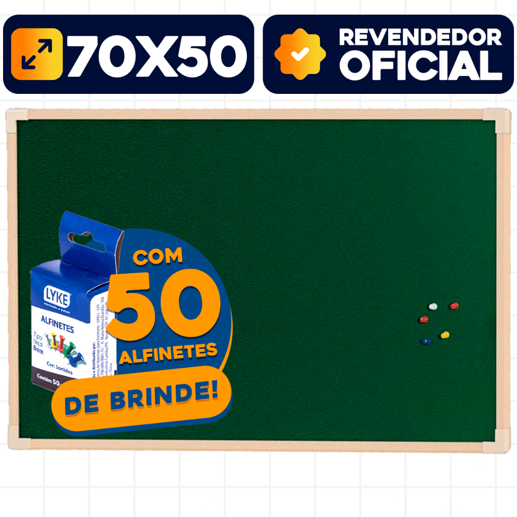 Quadro De Aviso Feltro Cortiça 70x50 Lousa Moldura Madeira 50 Alfinetes Mural Fotos Lembretes Stalo