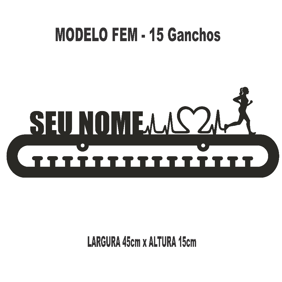 Porta Medalhas Corrida Modelo 3 Com Nome Feminino & Masculino MDF 6mm
