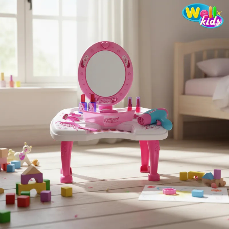 Brinquedo Kit Penteadeira Infantil Rosa Acessórios De Beleza
