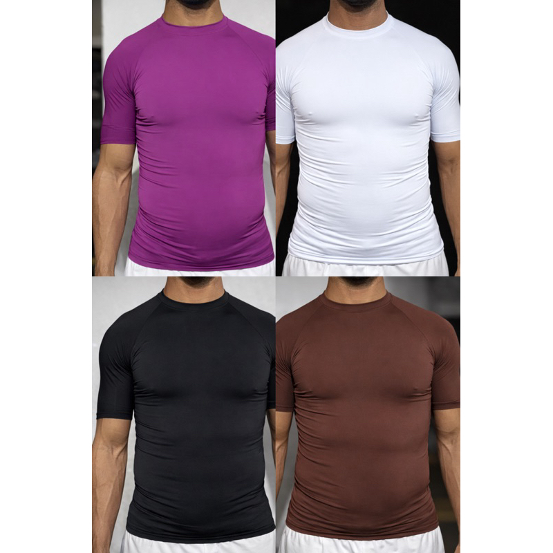 Camiseta de compressão Lycra para treinos Camisa de Poliamida Camisa justa para treino Rash Rashguard