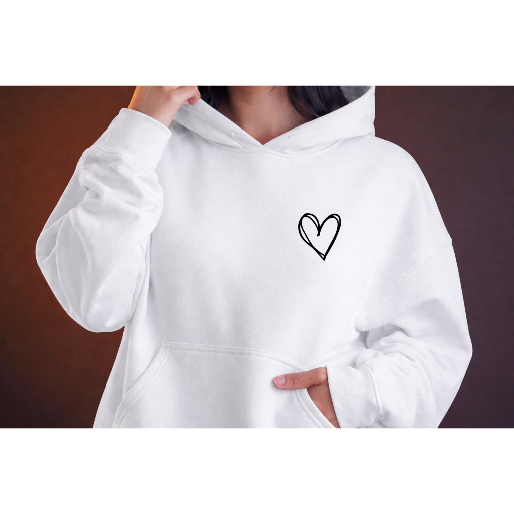 POLAR BEAR Moletom Canguru Moletom Com capuz Casual Confortável Estampado Heart Sketch