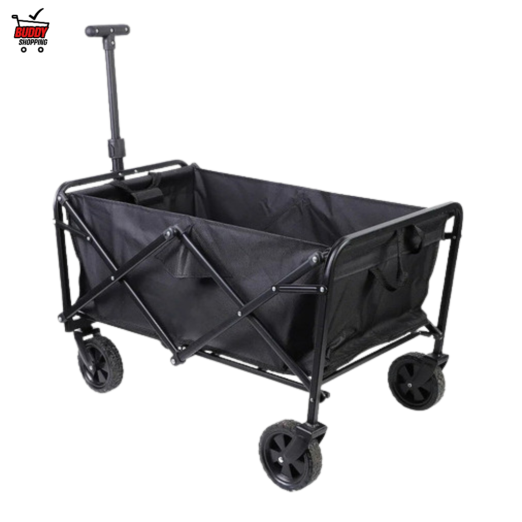 Carrinho Dobrável de Aço Resistente com Rodas Silenciosas 5” | 2 Bolsas de Rede + 1 Bolsa de Armazenamento | Tubos Estru