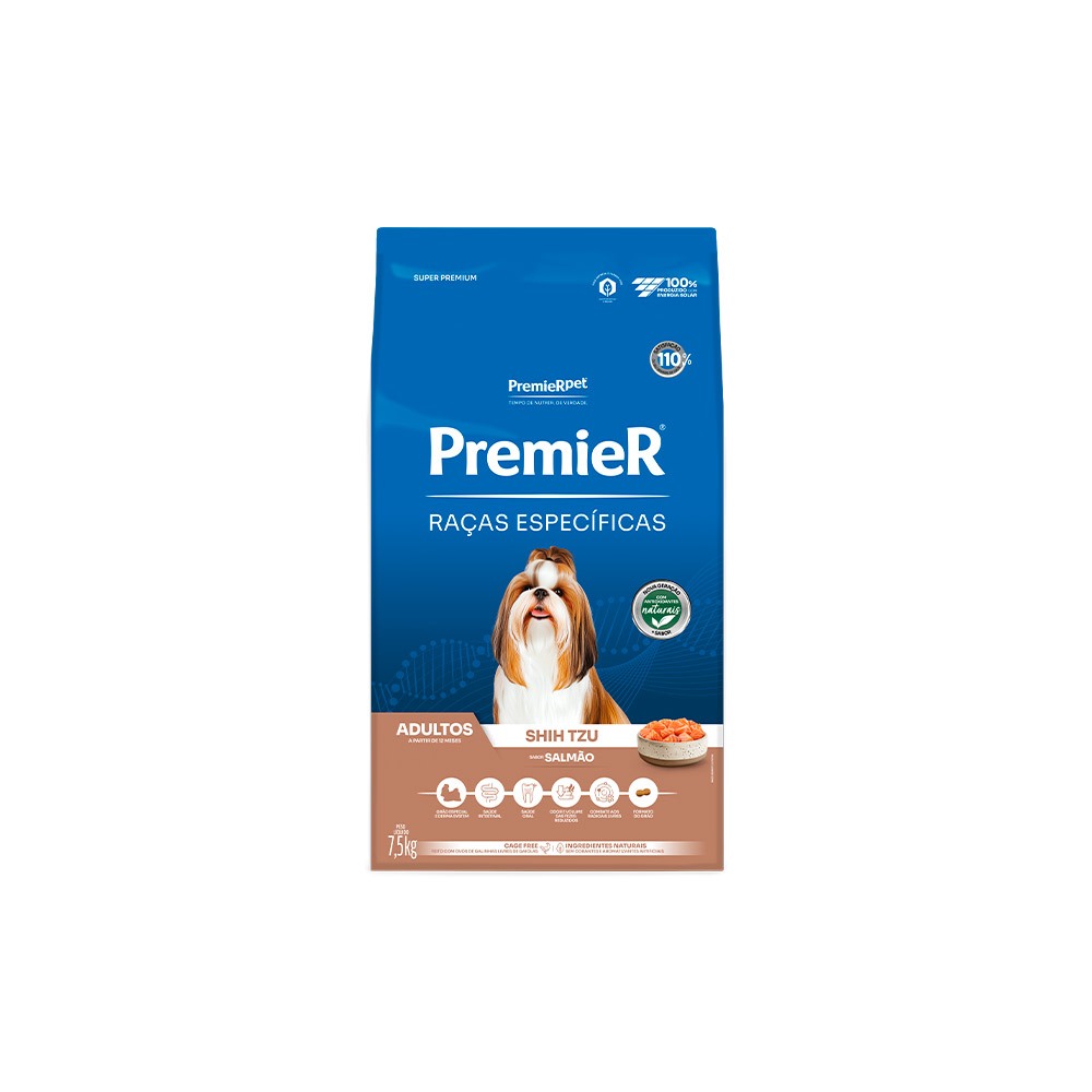 PREMIER SHIH TZU SABOR SALMAO RACAS ESPECIFICAS CAES ADULTO 7,5 KG